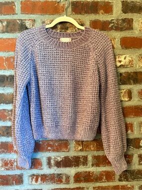 S51 - Altar'd State Lavender Waffle-Knit Crewneck Sweater